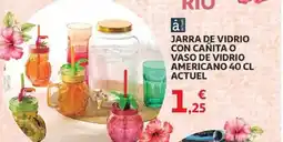 Alcampo ACTUEL Jarra de vidrio con cañita o vaso de vidrio americano oferta