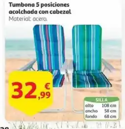 Alcampo Tumbona 5 posiciones acolchada con cabezal oferta