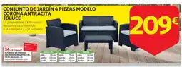 Alcampo Conjunto de jardín 4 piezas modelo corona antracita joluce oferta