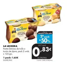 Supermercados Lupa LA LECHERA Postre Delicias de trufa o turrón de Jijona oferta