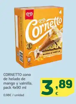 HiperDino CORNETTO cono de helado de mango y vainilla oferta