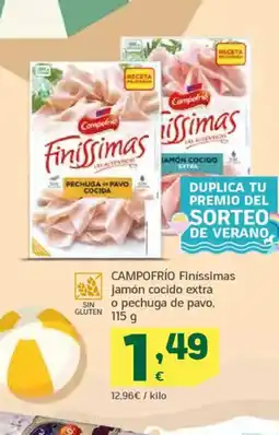 HiperDino CAMPOFRÍO Finíssimas jamón cocido extra o pechuga de pavo oferta