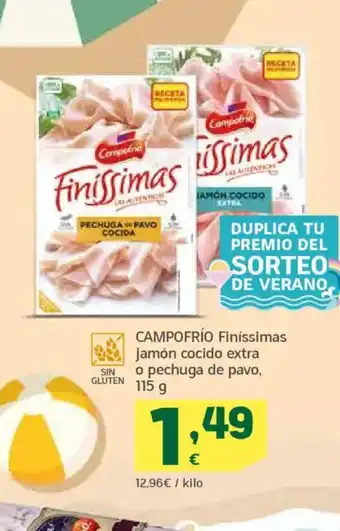 HiperDino CAMPOFRÍO Finíssimas jamón cocido extra o pechuga de pavo oferta