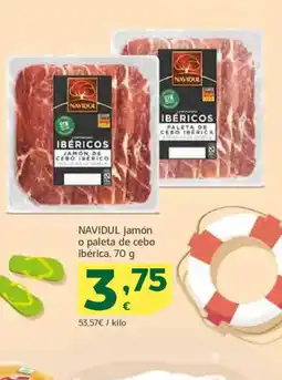 HiperDino NAVIDUL jamón o paleta de cebo ibérica oferta