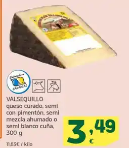 HiperDino VALSEQUILLO queso curado, semi con pimentón, semi mezcla ahumado o semi blanco cuña oferta