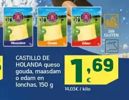 HiperDino CASTILLO DE HOLANDA queso gouda, maasdam o edam en lonchas oferta