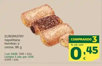 HiperDino EUROPASTRY napolitana bombón o crema oferta