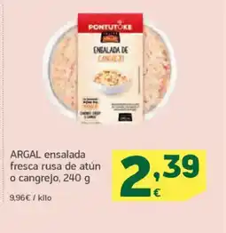 HiperDino ARGAL ensalada fresca rusa de atún o cangrejo oferta
