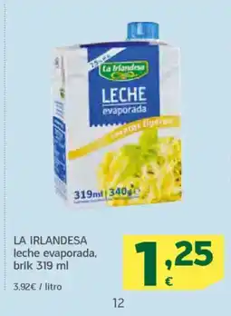HiperDino LA IRLANDESA leche evaporada oferta