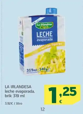 HiperDino LA IRLANDESA leche evaporada oferta