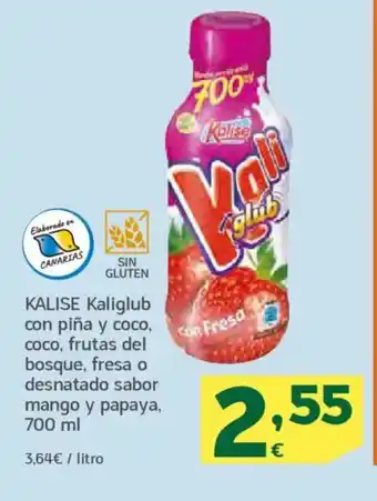 HiperDino KALISE Kaliglub con piña y coco, coco, frutas del bosque, fresa o desnatado sabor oferta