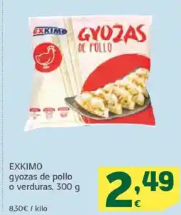 HiperDino EXKIMO gyozas de pollo o verduras oferta