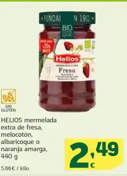 HiperDino HELIOS mermelada extra de fresa, melocotón, albaricoque o naranja amarga oferta