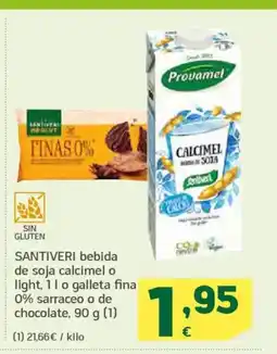 HiperDino SANTIVERI bebida de soja calcimel o light oferta