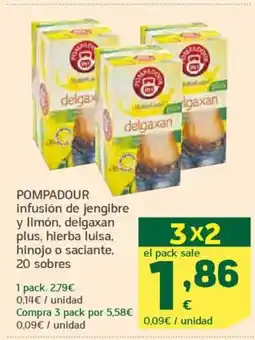 HiperDino POMPADOUR infusión de jengibre y limón, delgaxan plus, hierba luisa, hinojo o saciante oferta