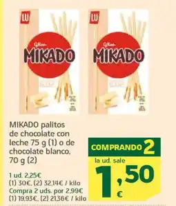 HiperDino MIKADO palitos de chocolate con leche oferta