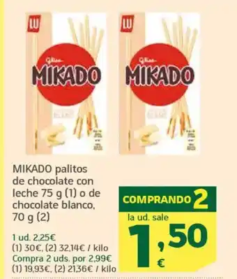 HiperDino MIKADO palitos de chocolate con leche oferta