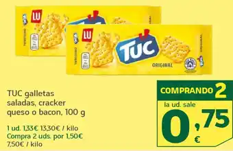 HiperDino TUC galletas saladas, cracker queso o bacon oferta