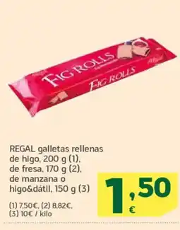 HiperDino REGAL galletas rellenas de higo oferta