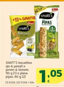 HiperDino SNATT'S bocaditos ajo & perejil o jamón & tomate oferta