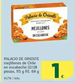 HiperDino PALACIO DE ORIENTE mejillones de Chile en escabeche oferta