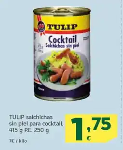 HiperDino TULIP salchichas sin piel para cocktail oferta