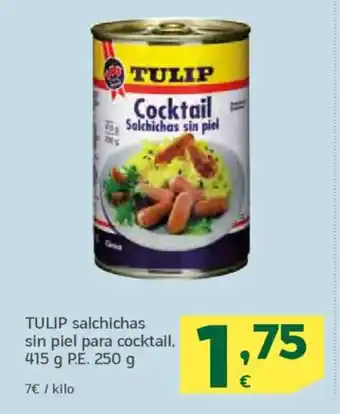 HiperDino TULIP salchichas sin piel para cocktail oferta