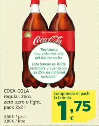 HiperDino COCA-COLA regular, zero, zero-zero o light oferta