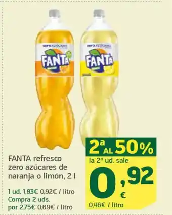 HiperDino FANTA refresco zero azúcares de naranja o limón oferta