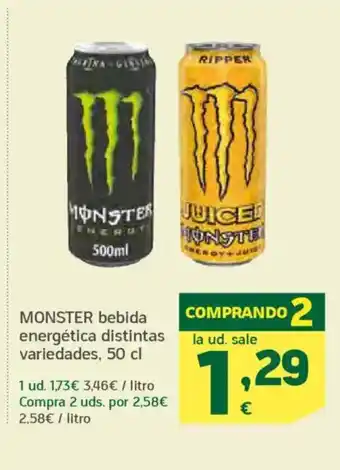 HiperDino MONSTER bebida energética distintas variedades oferta