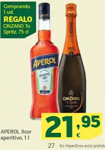 HiperDino APEROL licor aperitivo oferta