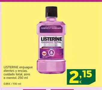 HiperDino LISTERINE enjuague dientes y encías, cuidado total, zero o mentol oferta