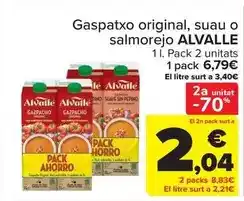 Carrefour Alvalle - gazpacho original suave o salmorejo oferta