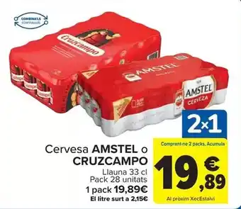 Carrefour Amstel o cruzcampo - cerveza oferta