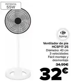 Carrefour Carrefour home - ventilador de pie hcsf17-25 oferta