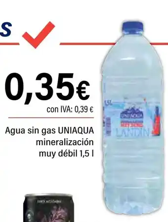 Cash Ifa UNIAQUA Agua sin gas mineralización oferta