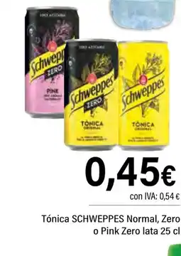 Cash Ifa SCHWEPPES Tónica Normal, Zero o Pink Zero lata oferta