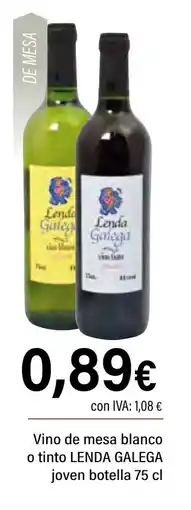 Cash Ifa LENDA GALEGA Vino de mesa blanco o tinto oferta