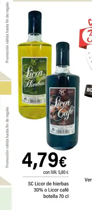 Cash Ifa SC Licor de hierbas 30% o Licor café botella oferta