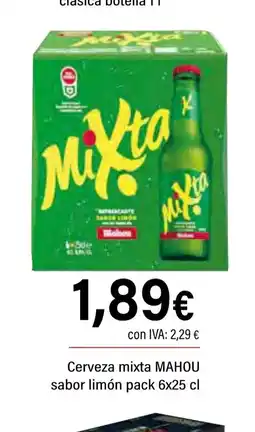 Cash Ifa MAHOU Cerveza mixta sabor limón oferta