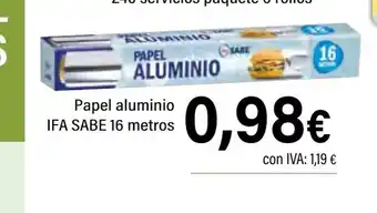 Cash Ifa IFA SABE Papel aluminio oferta