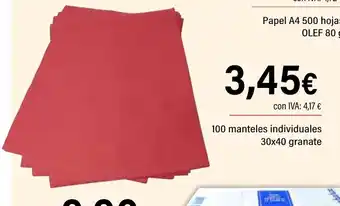 Cash Ifa 100 manteles individuales oferta