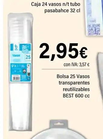 Cash Ifa Bolsa 25 vasos transparentes reutilizables best 600 cc oferta
