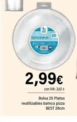 Cash Ifa Bolsa 25 Platos reutilizables balnco pizza oferta
