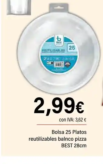 Cash Ifa Bolsa 25 Platos reutilizables balnco pizza oferta