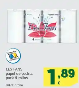 HiperDino LES FANS papel de cocina, pack 4 rollos oferta