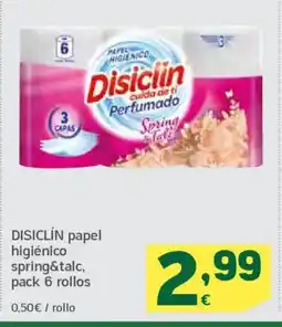 HiperDino Disiclín papel higiénico spring&talc, pack 6 rollos oferta