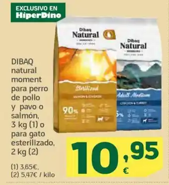 HiperDino DIBAQ natural moment para perro de pollo y pavo o salmón oferta