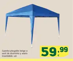 HiperDino Gazebo plegable beige o azúl de aluminio y acero inoxidable, ud. oferta