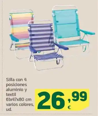 HiperDino Silla con 4 posiciones aluminio y textil oferta